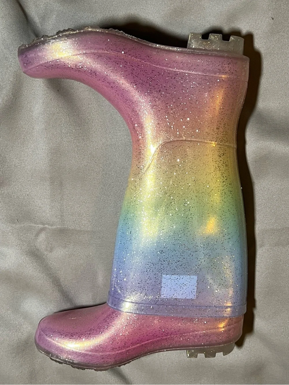 Cat & Jack glitter rainbow rubber rain boots pull on size one 1